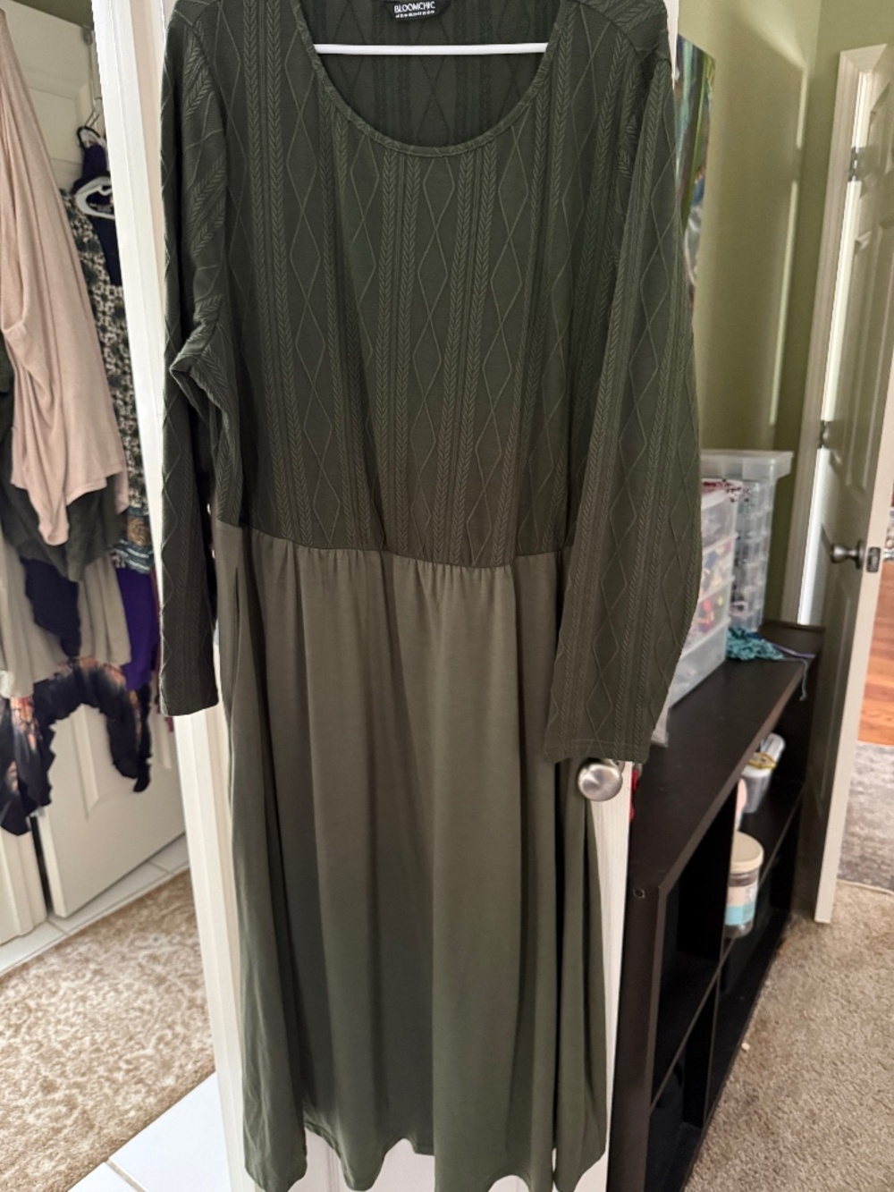 New Never Worn, Bloomchic, Size 22-24 Olive, Long Sleeve Dress